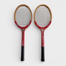 MATCHED PAIR Vintage Sunsports Grand Prix Wooden Tennis Rackets - Wood Decor Set