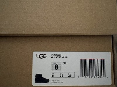 UGG Classic Mini II Women's Black Suede Ankle Bootie Comfort US 8 EU 39