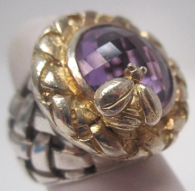 Anillo de abeja amatista de oro esterlina y amarillo de 18k SAINT by Sarah Jane RARO reventa Foto 3 de 4
