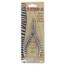 BeadSmith  Zebra Line Bent Chain Nose Pliers with Double Spring  Jewelry Tools