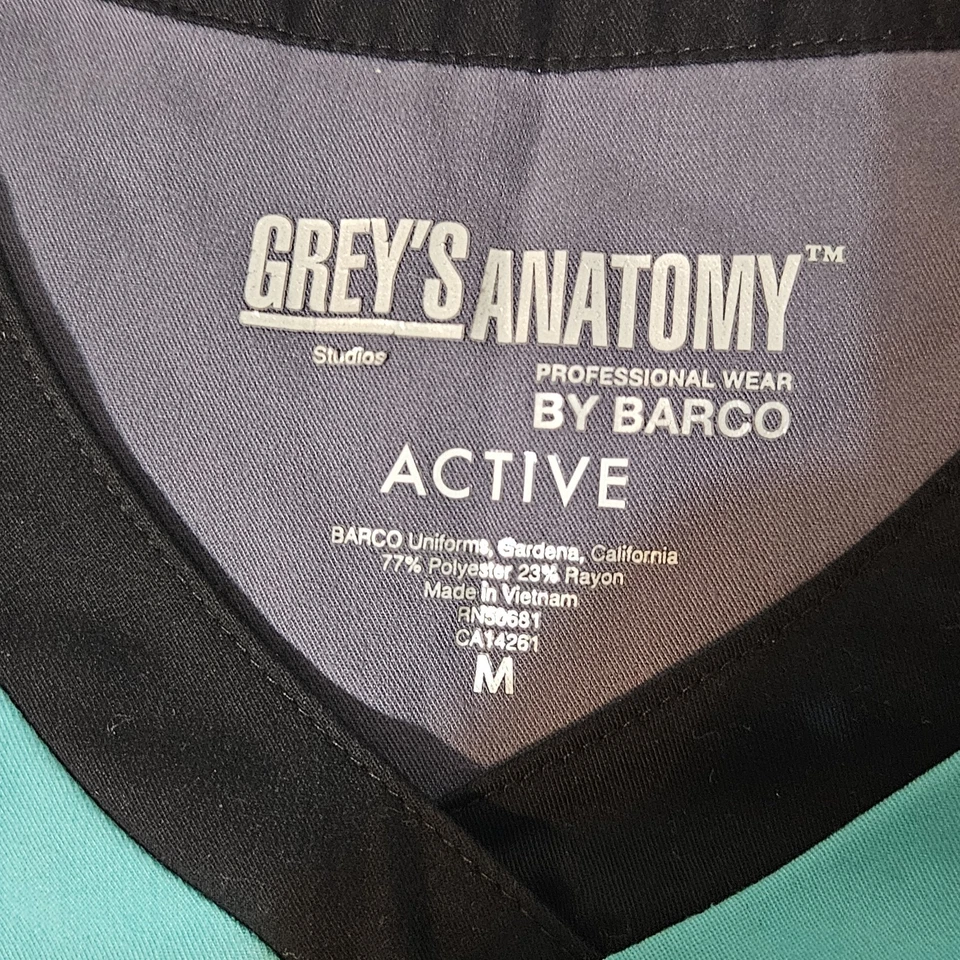 Grey's Anatomy by Barco Scrub Set Womens M Gray V Neck Top Pants Uniform - Image 3 of 4