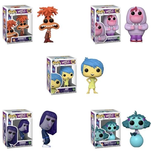 Funko Pop! Inside Out 2 (Anxiety Joy Ennui Envy Embarrassment) Vinyl Figure Set
