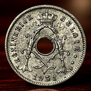 REPUNCHED DATE ERROR 1931 Belgium 5 Centimes World Coin KM# 94 Lot D1-86