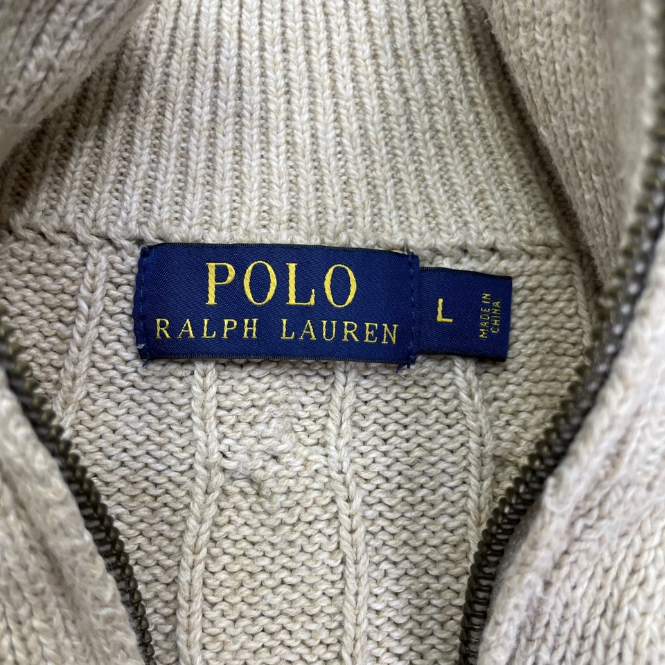 Polo Ralph Lauren Men’s Cable-Knit Cotton Quarter-Zip Sweater  Size L - Image 3 of 4