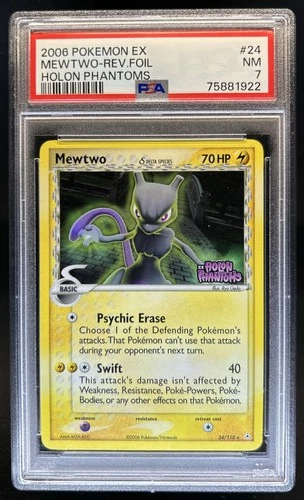 2006 Pokemon EX Holon Phantoms Mewtwo Delta Species Reverse Holo #24/110 PSA 7