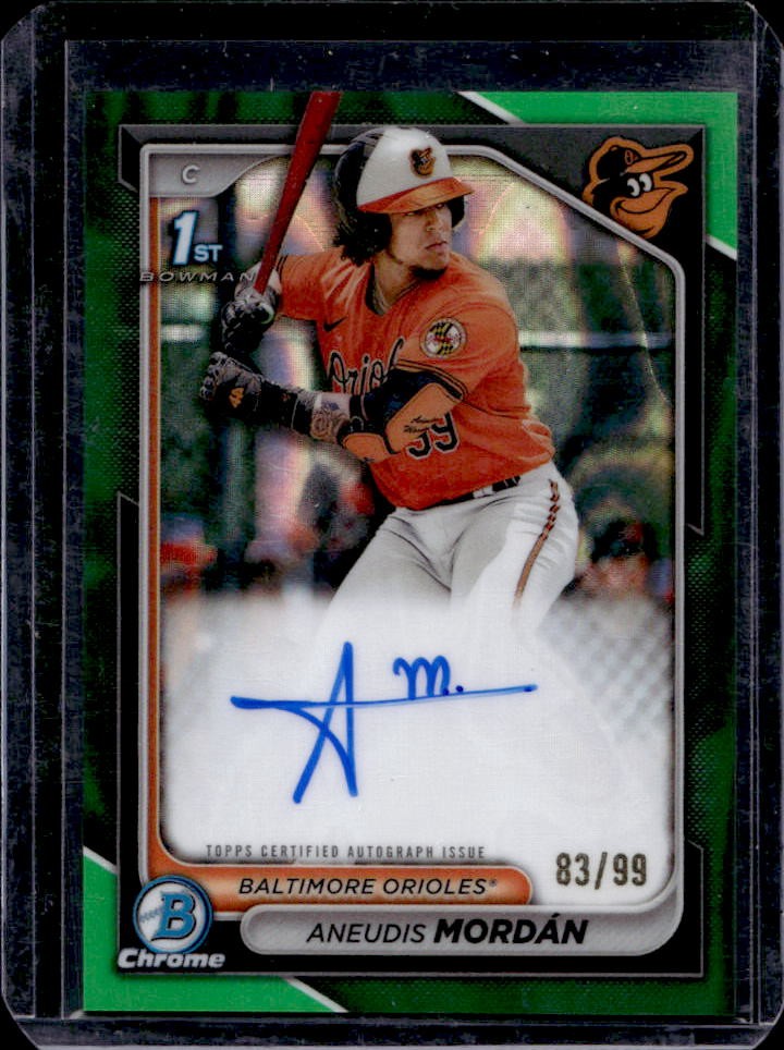2024 Bowman Aneudis Mordan Chrome Auto Green Lava 1st #83/99 Orioles