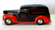 ERTL Daytona American Motorcycle 1940 Ford Panel Diecast Coin Bank, NEW