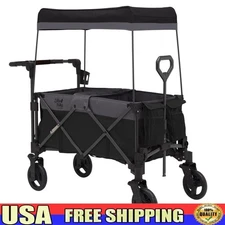 All Terrain Stroller Wagon 2 Kids W/ Adjustable Handles & Safety Harnesses New