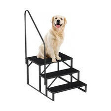 RV Steps with Handrail, 3 Step RV Stairs 660 lbs Load Capacity, Step Ladder w...