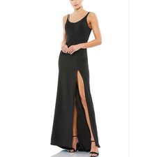 Mac Duggal 26583 Black Column Evening Gown Crystal Beaded Formal Dress Size 12