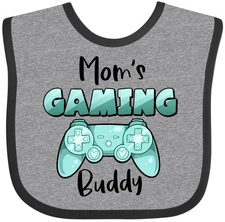 Inktastic Mom's Gaming Buddy- Aqua Controller Baby Bib Pop Culture Gamer Kids