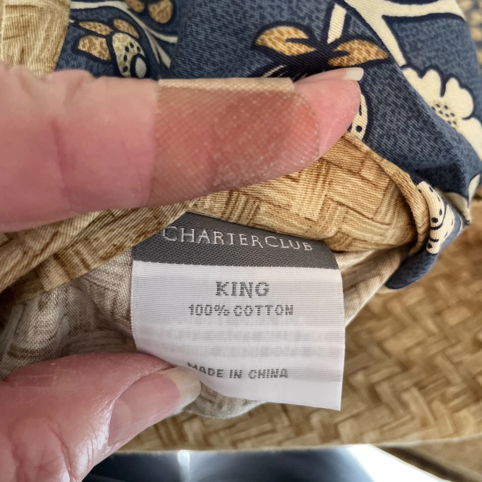 Charter Club Jacobean Floral King Duvet Cover 100% Cotton Sateen 106"x97" - Image 4 of 4