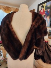 Vintage 50s Brown Mink Stole/Wrap S/M Frayed At Edge Of Collar.