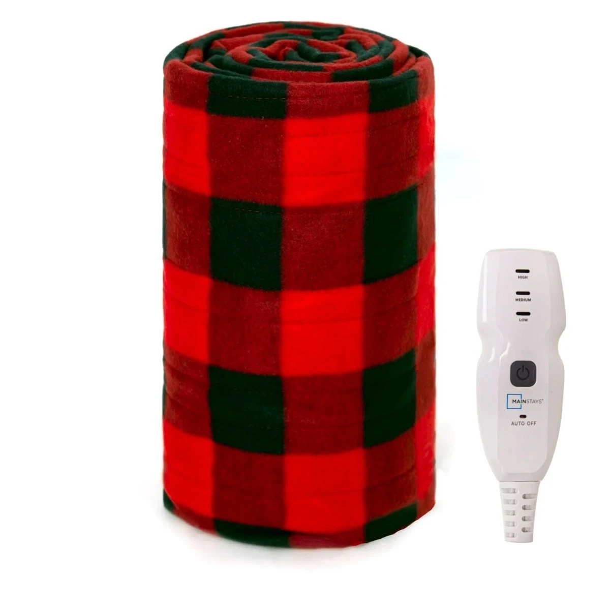 Mainstays Electric Heated Throw Blanket in Red Black Buffalo Check