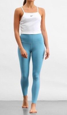 Nike Women's Crochet Trimmed 7/8 High Waist Yoga Leggings, Blue, XL