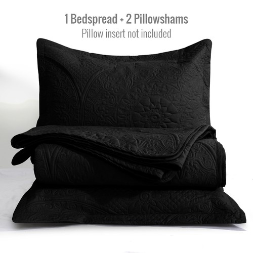 Quilted Bedspread 3 Piece Reversible Queen King Size Coverlet Embossed Bed Throw - Picture 78 of 133