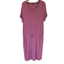 No Label Scoop Neck Drawstring Waist Midi Dress