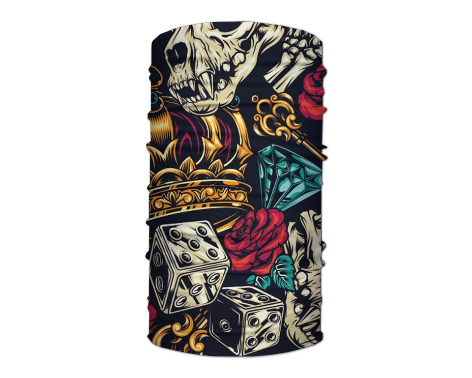 Washable Fabric Face Cover Neck Gaiter Unique Skull Crown Design EU Made - Image 2 of 4