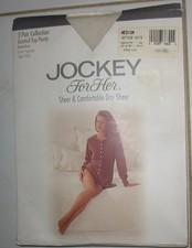3 PAIR - JOCKEY FOR HER -NEW - MEDIUM - ANTIQUE WHITE - C0NTROL TOP PANTYHOSE