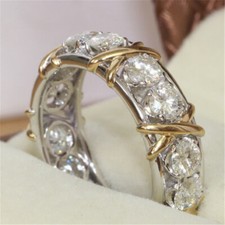2.75Ctw Round Cut Moissanite Eternity Engagement Ring 14k Multi Tone Gold Plated