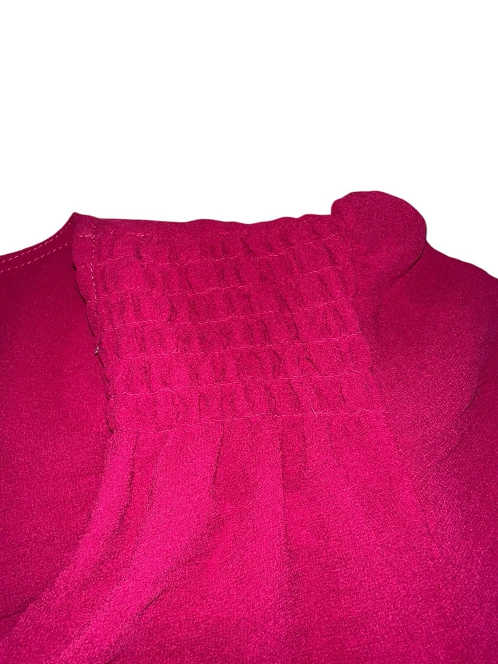 Blusa abotonada con detalle ajustado para mujer 1.State talla M rosa mangas transparentes Foto 4 de 4