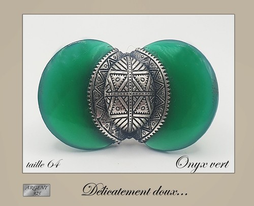 MAGNIFIQUE BAGUE ART DECO EN ARGENT STERLING 925 AVEC ONYX / TAILLE 17