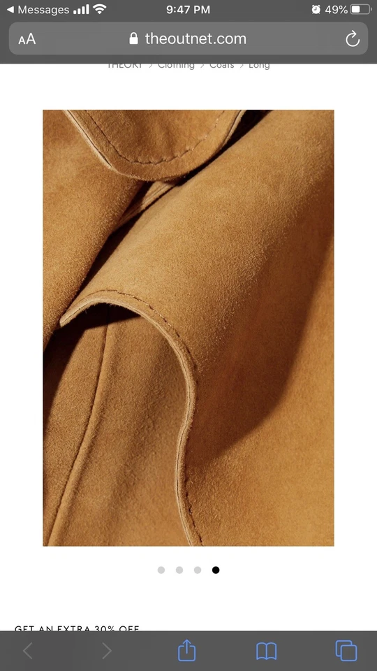 Abrigo Kimono Gamuza Theory Caqui Marrón NUEVO Minorista $1695 Talla Grande Foto 4 de 4