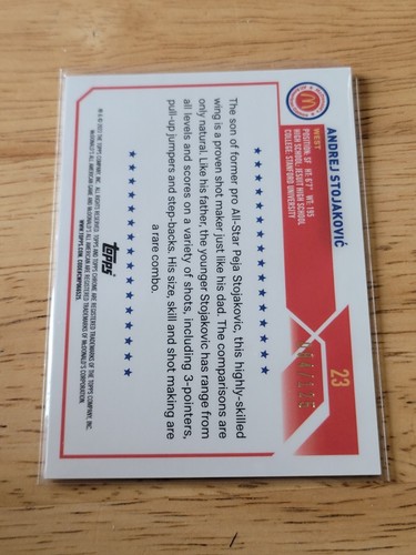 2023 Topps Chrom Fuchsia blau Wirbelrefraktoren #23 Andrej Stojakovic - Bild 2 von 2