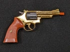 Vintage ~ Marx Miniature ~ 3" Diecast Gold 357 Magnum Revolver ~ Cap Gun