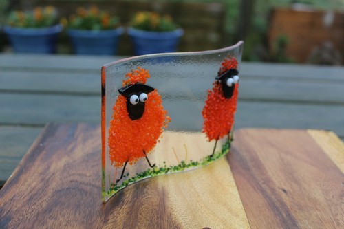 colourful naughty sheep in fused glass. They're freestanding, fun sun catchers - Picture 24 of 73