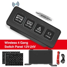 4Gang Wireless Switch Panel Circuit Control Box For LED Light Bar 12V 24V Marine