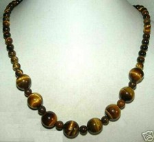 Beautiful natural 6mm 10mm Yellow Tiger's eye Gemstone Round Beads Necklace 18''