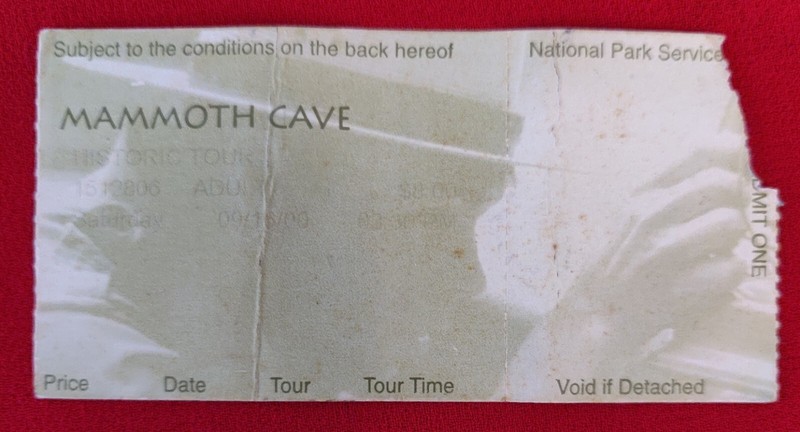 VINTAGE MAMMOTH CAVE TOUR TICKET STUB CAVE CITY KENTUCKY
