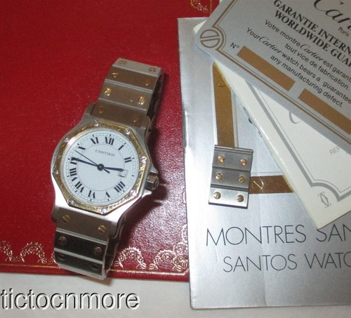 VINTAGE 18K / SS CARTIER AUTOMATIC SANTOS OCTAGON AUTOMATIQUE DATE WATCH MENS