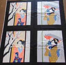 Michael Miller Cotton Fabric #C540 Japanese Panel Geisha Girls 47" x 44"