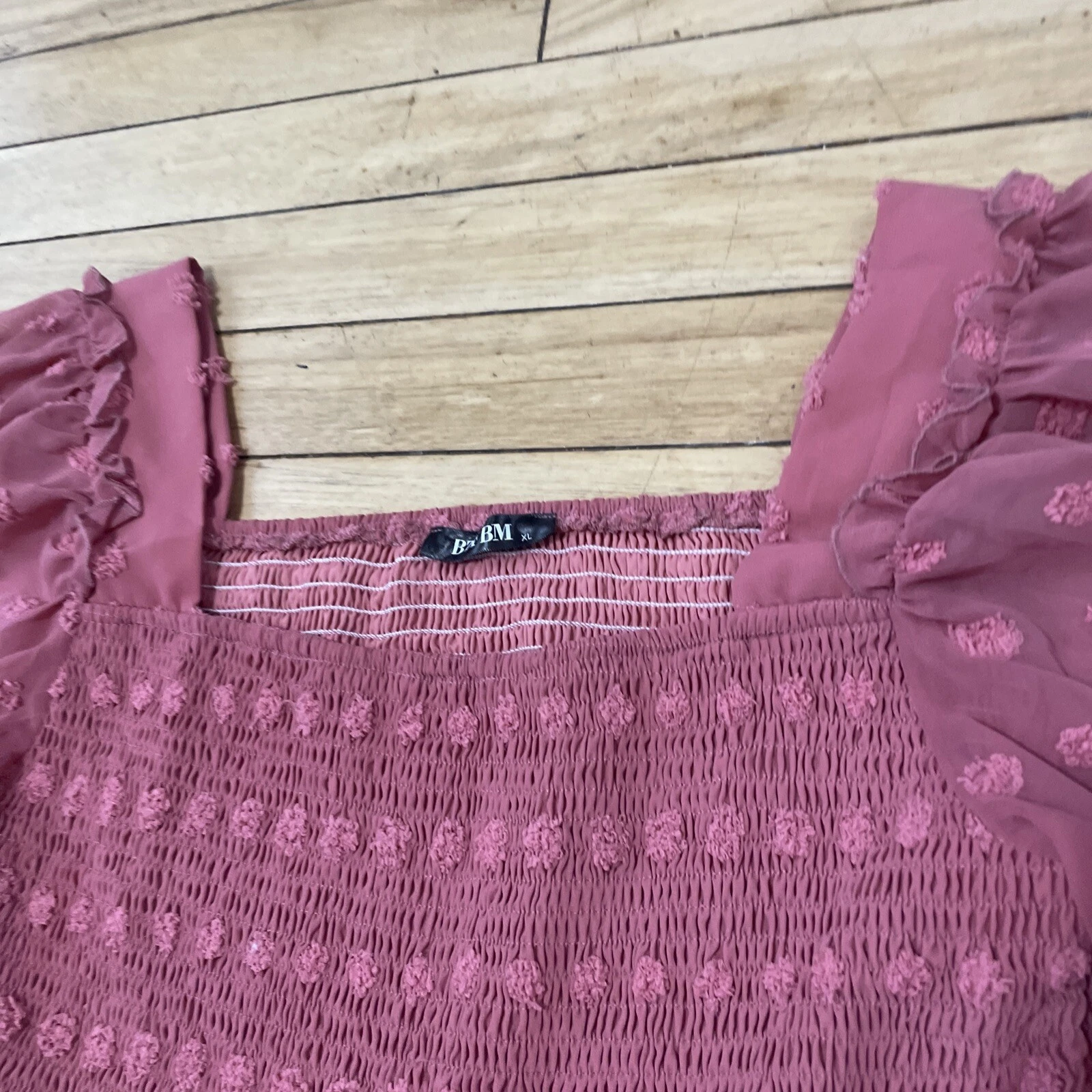 Abito contadino BTFBM midi donna XL lungo manica a sbuffo smock tunica floreale San Valentino