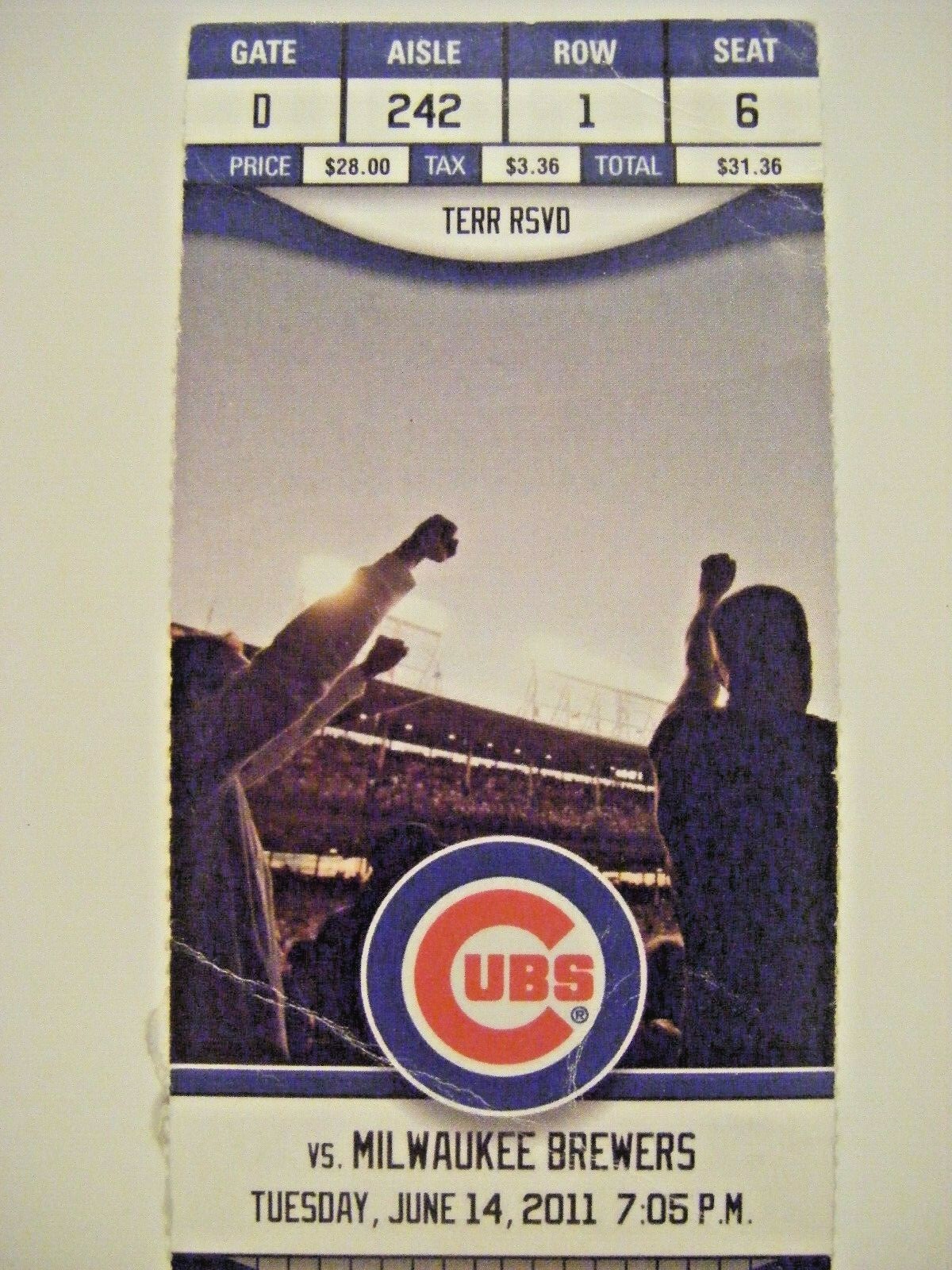 CUBS v BREWERS 6/14/11 WRIGLEY FIELD baseball ticket stub 2011 ARAMIS