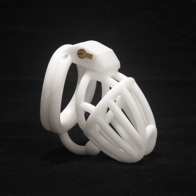 4 Rings CC544 Resin Male Chastity Device White Cage for Men Short Lock Belt