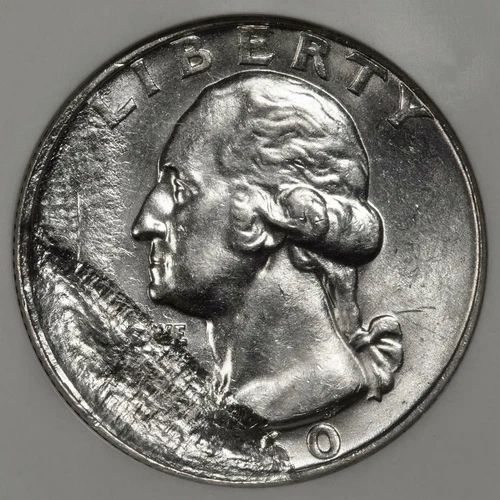 1960 NGC MS63 Partial Struck Thru Cloth Silver Quarter Mint Error Extremely Rare
