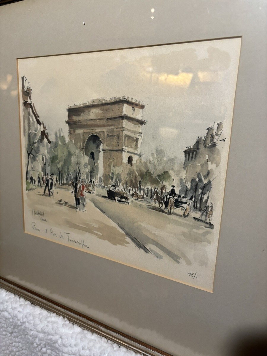 希少　A. Herbert エッフェル塔 油彩画 Frans Herbelot Art Paris Arc De Triomphe Signed And Numbered