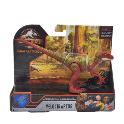 Jurassic World Camp Cretaceous Savage Strike Velociraptor RED Brand New