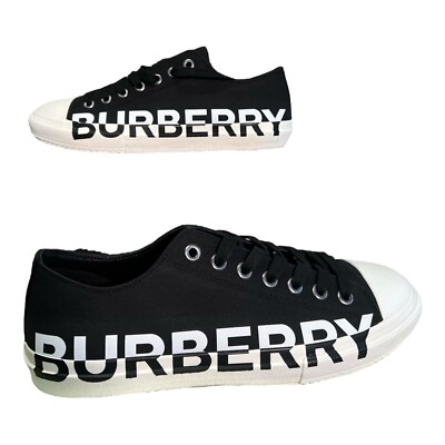 Burberry Larkhall Trainers UK10 EU44 Stripe Side Logo Sneaker Schwarz Schuhe
