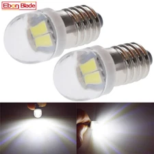 2 x E10 1447 Screw Base 5630 SMD 2 LED 3V C/D Torch Flashlight Bulb White 6000K