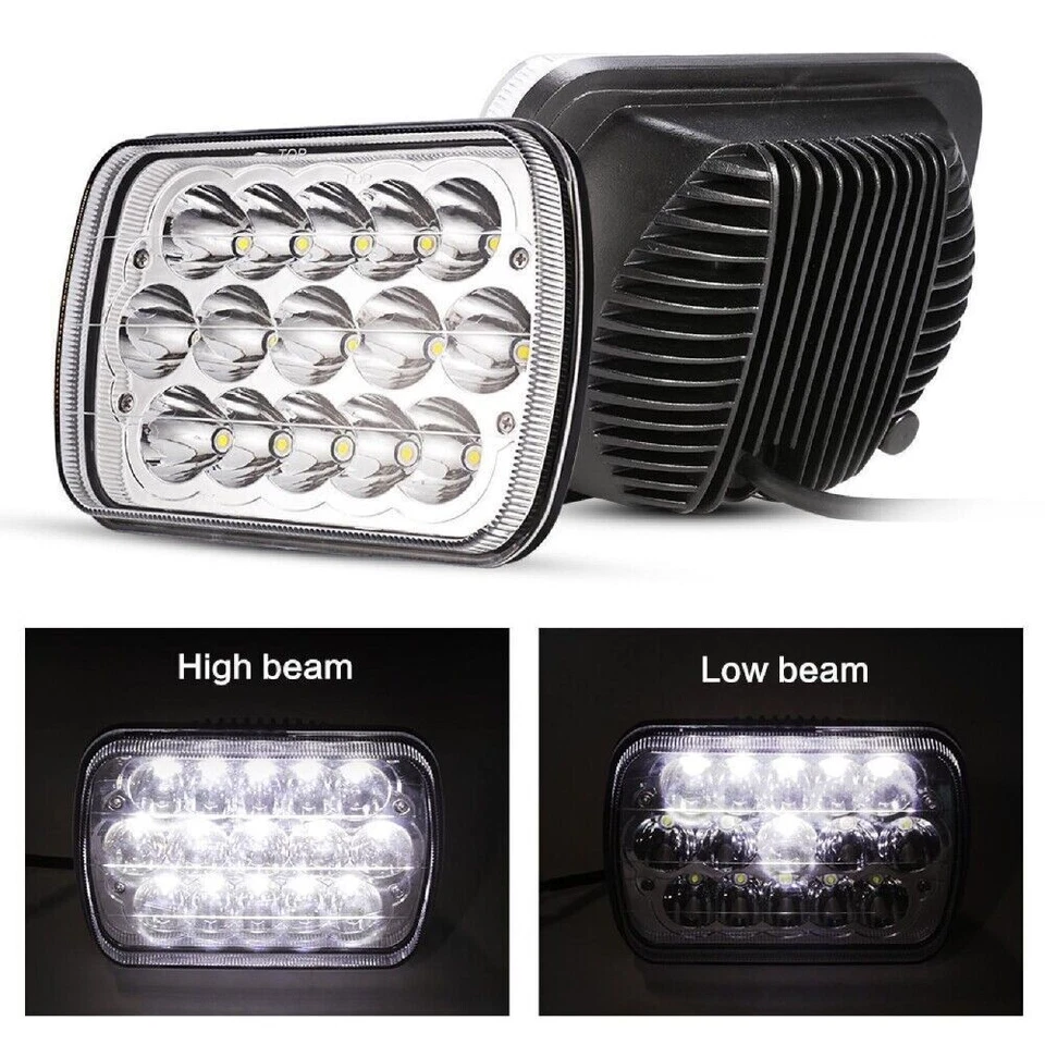 Pair 7X6" Chrome LED Headlights Hi/Lo Beam fit GMC C1500 C2500 C3500 1979-1986 - Image 2 of 4