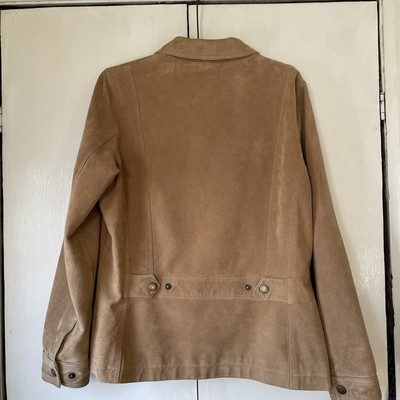 Eddie Bauer Seattle Suede Washable Tan Real Leather Pocketed Ranch 