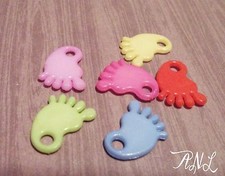 6 Baby Feet Charms Acrylic Pendants Assorted Lot Shower Favors Decor