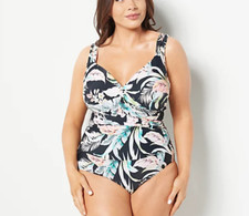 Jantzen - Print Surplice Maillot One- Piece Swimsuit - Black Cabana - 6