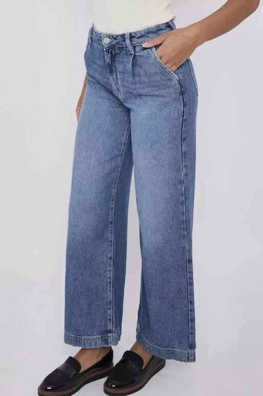 Womens Per Una Wide Jeans Flare Denim Pants Luxury High Waist Ladies Stretch - Image 2 of 4