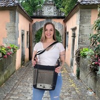 Schwarze UmhäNgetasche. Vintage Crossbody Bag. Vegane Crossover Tasche