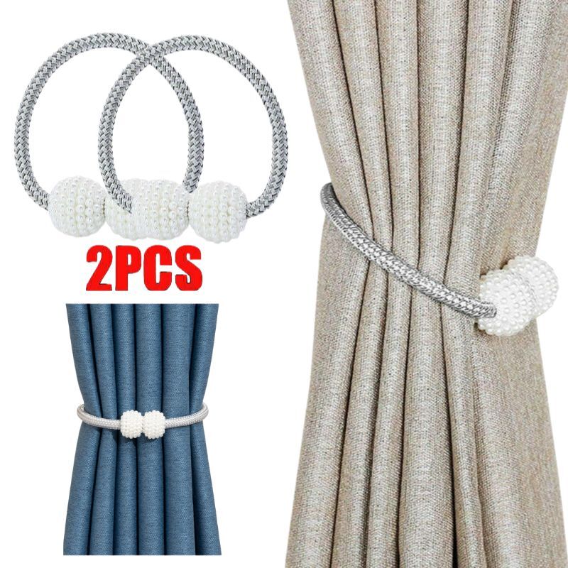 2 Stück Kristall Blumen Vorhang Clips - Magnetische Raffhalter Ohne Bohren Für Gardinen